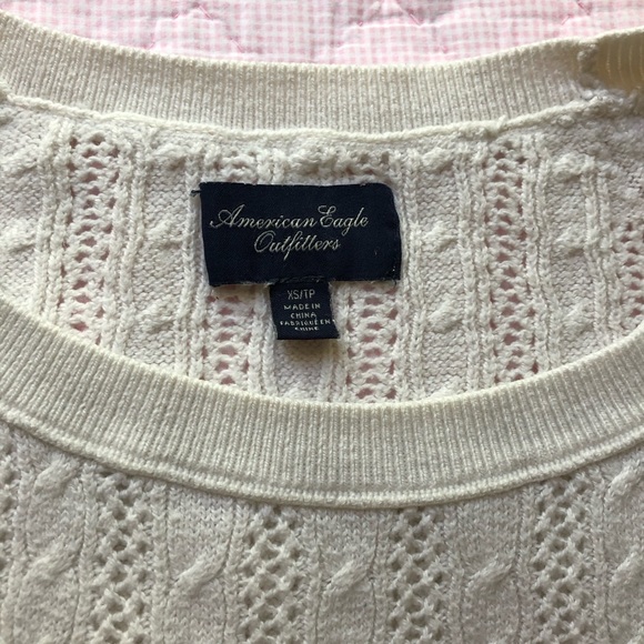 Ivory American Eagle Pointelle Knit Sweater - Picture 3 of 6